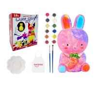 Genérico Paint Your Own Lamp Kit - PVC 6x7x13cm | Bunny DIY Night Light Craft Set With Paint Brushes Palette Apron | Educational Arts Activity Toy For Kids Teens Family School Gift Occasions
