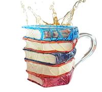 Genérico Painted Book Mug - 300ml 3D Tea Drinkware, 1 Unit Stacked Novelty Vessel For Beverage Consumption, Literary Beverage Container With Handle, Kitchenware, Artistic Crockery For Reading
