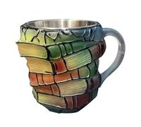 Genérico Painted Book Mug, Creative Book-Stack Shaped Mug - Beverage Cup with Handle, Novelty 3D Painted Books Coffee Cup,Glass Stack Shaped Mark for Literature Lover