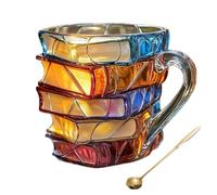 Genérico Painted Book Mug,Novelty 3d Painted Books Coffee Mugs,Unique Book Stack Coffee Cup,Hot And Cold Can Be Used To Brew Books And Stack Glasses