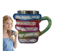 Genérico Painted Book Mug - Resin Water Mug | Reading Coffee Cup With Vintage Charm And Cozy Functionality | Book Coffee Mugs Used For Kitchens, Studies, Cafes, Bookstores
