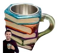 Genérico Painted Resin Book Mug | 12x12x10cm Household Beer Mug, Robust Material - Resin Milk Cups, Book Stack Water Drinking Containers For Tea Coffee