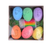 Generico Painting Easter Eggs - Foam 7 x 5 x 5 cm | Arts and Crafts Egg Dye Kit, Paintable Egg Set | 6X Hand Painted Easter Eggs Basket Stuffers for Girls Boys Creative DIY Decoration Activity