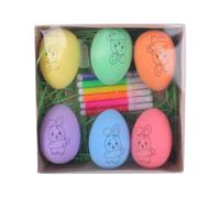 Generico Painting Easter Eggs - Foam 7 x 5 x 5 cm | Arts and Crafts Egg Dye Kit, Paintable Egg Set | 6X Hand Painted Easter Eggs Basket Stuffers for Girls Boys Creative DIY Decoration Activity