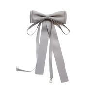 Genérico Pajarita para mujeres y niñas fiesta larga preatada perlas ajustables Bowknot corbata broche Pin cinta corbatas corbatas lazos de cinta