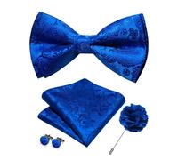 Genérico Pajaritas Pre-atadas Pajarita de seda color champán con diseño cachemir y jacquard for hombre, broche, pañuelo gemelos Para Hombre(Style 4)