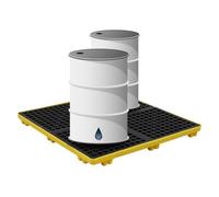 Genérico Paleta Modular de contención de derrames de 120x120cm, Bandeja antiderrame de Aceite con Rejilla, Plataforma Duradera para el Almacenamiento Seguro de fluidos y una gestión ecológica de los