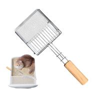 Genérico Palita para De Gatos - Metal Antiadherente con Malla Fina Y Cabeza Plana - Accesorio Portátil con Mango De Madera Y Diseño Innovador De Empuje para Hogares Gatunos