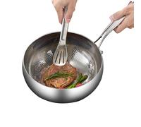 Generico Pan, Deep Frying Pan with Lid, Titanium Coating Flat Bottom Cookware, Quick Heating Induction Kitchen Tool for Stir Fry, Soup Making, Stewing, Everyday Home Cooking, Silver