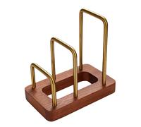 Genérico Pan Storage, Drying Rack, Stable Base Space Optimizer Non Slip Feet Wood Accent Compact Fit Rust Resistant Easy Clean Lightweight Build Minimal Design, Wood Base for Plates, Trays, Pans