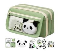 Generico Panda Pencil Case | Oxford Cloth, 22x7.5x13cm | Large Capacity Stationery Bag | Cute Animal Pouch For Pens & School Supplies (Accessories May Vary), Verde, riferimento alla descrizione