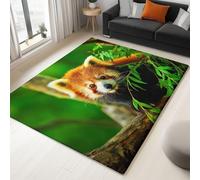 Genérico Panda Roux Bosque, Moqueta Verde Cerdas Cortas Suave Alfombra de Puerta Lavable Antideslizante para el Hogar Salón Restaurante Dormitorio Cocina, Dormitorio de Juego (120 × 170 cm)