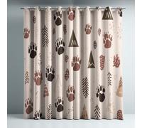 Genérico Paneles Infantiles Beige, Cortinas Opacas, Forro térmico, Ojales Modernos, Huellas de Pata Oso, privacidad, 140 x 240 cm, Aislamiento térmico, niños, Ventana, hogar, Estilo Moderno, casa