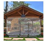 Genérico Paneles Laterales de Lona Impermeable Transparente con Puerta con Cremallera, Cortinas de Lona de Vinilo PVC Transparente para pérgolas, Patios, porches y cocheras - 460 x 250 cm con Ojales