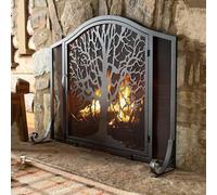 Genérico Pantalla para Chimenea De Hierro Forjado con Puertas, Parascintillas En Forma De árbol Hecho A Mano, Malla Plana para Salón, para Estufas De Carbón Y Leña
