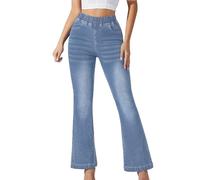 Genérico Pantalon Ancho Mujer Vaquero Roto,Pantalones Vaqueros Ajustados para Mujer De Cintura Alta EláSticos Acampanados Y con Cintura EláStica Pantalones De Mezclilla con Corte Acampanado