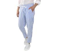 Genérico Pantalon Blanco Hombre - Pantalon Largo Hombre Pantalones Transpirables a Rayas de Cintura Casual para Hombres y Pantalones Sueltos de algodón y Lino para Hombres