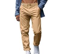Genérico Pantalón Casual Hombre Stylish Color Sólido con Cordones Elásticos Confort Tejido Flexible Corte Regular Estilo Moderno para Uso Diario, caqui, XXL
