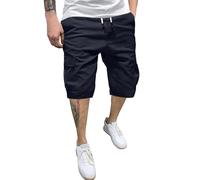 Genérico Pantalon Corto Bolsillos Hombre - Pantalones Cargo Hombre Verano Tejidos Bolsillos Casual Grandes Tallas Sólido Cortos