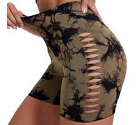 Genérico Pantalon Corto Deportivo Mujer Push Up Cintura Alta Sin Costuras Opaco Bike Yoga Fitness Mallas Cortas Mujer