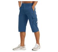 Genérico PantalóN Corto Hombre Casual,Hombres Debajo De La Rodilla Ligero Caminar CinturóN De Siete Puntos Bolsillo Cargo Ejercicio
