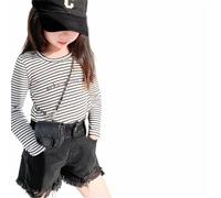 Genérico Pantalon Corto Niña, Pantalones Cortos Vaqueros para NiñAs Ideales para El DíA A DíA Conjunto CóModo E Informal para Primavera Y Verano Cintura EláStica para NiñAs PequeñAs Tejido Suave