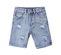 Genérico Pantalon Corto NiñO,Pantalones Cortos Casuales De Verano para NiñOs Ropa De Calle Moderna De Mezclilla Desgastada Cintura EláStica CóModos Holgados para Jugar Al Aire Libre Viajar Y Fiestas
