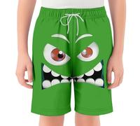 Genérico Pantalon Corto Rojo Deporte Pantalones Cortos de Playa con Diseños Atrevidos Cintura Elástica y Bolsillos para Jugar y Nadar (Green, 11-12 Years)
