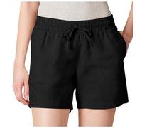 Genérico Pantalón de lino mezclado para mujer con cordón elástico cómodo para el verano pantalones holgados estival traje bohemio para mujer, Le Noir, XL