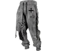 Genérico Pantalón de Pierna Recta Hippie Pantalones de Yoga Tipo ParacaíDas Transpirables Bloque de Colores Pantalones de Lino para Hombre Estilo Patchwork Batik Vintage