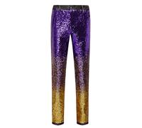Genérico Pantalón Disco Hombre Pantalones Pata De Elefante Hombre 70 Traje Disco Metalizado Brillante Lentejuelas Traje De Carnival Para Baile Y Espectáculos Y Fiestas Temáticas, dorado, XXL
