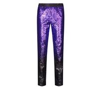 Genérico Pantalón Disco Hombre Pantalones Pata De Elefante Hombre 70 Traje Disco Metalizado Brillante Lentejuelas Traje De Carnival Para Baile Y Espectáculos Y Fiestas Temáticas, morado, XXL