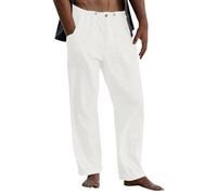 Genérico Pantalón Hombre Algodon - Pantalones Baggy Hombre Pantalón Casual Liso para Hombre pantalón Holgado de Largo Completo con Bolsillos y Botones pantalón Informal de Moda con cordón
