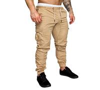 Genérico Pantalon Hombre Cintura Elastica,Pantalones Herramientas Hombres -Bolsillo Casual Color Leggings Pantalones SóLidos Pantalones De Hombre