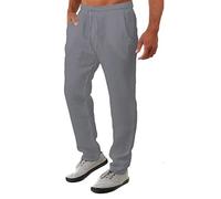 Genérico Pantalon Homme Taille Elastique Pantalons De Plage Pour Hommes Pantalon De Plage D'été Pour Homme Lin Classique Noir Décontracté Coton Lin Coupe Droite Décontracté Été Sport