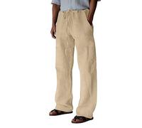 Genérico Pantalon Homme Taille Elastique Pantalons De Plage Pour Hommes Pantalon De Plage D'été Pour Homme Lin Classique Noir Décontracté Coton Lin Coupe Droite Décontracté Été Sport
