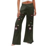 Genérico Pantalon Lino Comodos Talla Grande Mujer Pantalones Deportivos para Mujer,de Pierna Ancha Y Cintura Elástica,Holgados,Básicos E Informales,para Pantalon Running (Blackish Green,XXXXL)