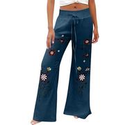 Genérico Pantalon Lino Comodos Talla Grande Mujer Pantalones Deportivos para Mujer,de Pierna Ancha Y Cintura Elástica,Holgados,Básicos E Informales,para Pantalon Running (Sky Blue,M)