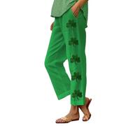 Genérico Pantalon Lino Mujer Pantalones Largos Verano Womens Holiday Pajama Pants Casual Elastic Waist Relaxed Fit Comfy Pants For St Day Valentines Day Pantalón Mujer Verano Pantalon (Green,Xxl)