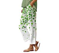 Genérico Pantalon Lino Mujer Pantalones Largos Verano Womens Holiday Pajama Pants Casual Elastic Waist Relaxed Fit Comfy Pants For St Day Valentines Day Pantalón Mujer Verano (Mint Green,Xxl)