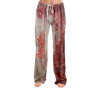 Genérico Pantalon Pijama Halloween Mujer Disfraz Halloween Mujer Sexy Talla Grande De Casa Trajes Polar Pantalones Otoño Algodon Pijamas Holgado Cosplay Cuadros Ropa 2#sandía roja M