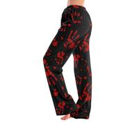 Genérico Pantalon Pijama Halloween Mujer Pijama Mujer Invierno Talla Grande Otoño Trajes Cosplay Pantalones Cuadros Algodon Pijamas Estampado Polar Cómodo Ropa 2#sandía roja M