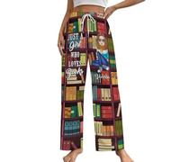 Genérico Pantalon Pijama Mujer Cuadros,Solo Una Chica A La Que Le Gustan Los Libros Pantalones De Pijama Amante De Los Libros para Mujeres Chica Amante De La Lectura Ropa De Dormir