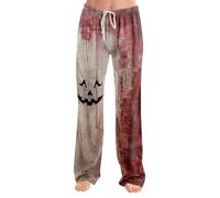 Genérico Pantalon Pijama Mujer Halloween Costume Talla Grande Holgado Pantalones Polar Pijamas Cuadros Algodon Trajes Estampado Navidad Otoño Ropa 2#sandía roja S