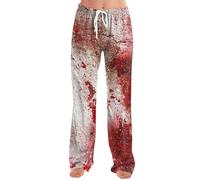 Genérico Pantalon Pijama Mujer Halloween Disfraz Talla Grande Cordón Pijamas Disfraces Pantalones Cuadros Algodon Trajes Holgado Cosplay De Casa Ropa 2#sandía roja XXL