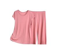 Genérico Pantalon Pijama Mujer Mono Mujer Verano Conjuntos De Pijama para Top De Manga Corta Verano con Pantalones Pijamas 2 Invierno Negro Sexy Pink XXXXXXL