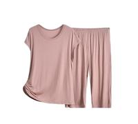 Genérico Pantalon Pijama Mujer Mono Mujer Verano Conjuntos De Pijama para Top De Manga Corta Verano con Pantalones Pijamas 2 Invierno Negro Sexy Khaki XXXXXXL