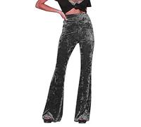 Genérico Pantalón Pinza Mujer Talle Alto Oro Terciopelo Color Sólido Casual acampanado Pantalones Ancho Pierna Pantalones Mujer Leggings Blanco Embarazo, gris, S