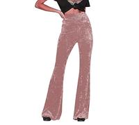 Genérico Pantalón Pinza Mujer Talle Alto Oro Terciopelo Color Sólido Casual acampanado Pantalones Ancho Pierna Pantalones Mujer Leggings Blanco Embarazo, rosa, XL