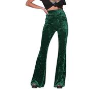 Genérico Pantalón Pinza Mujer Talle Alto Oro Terciopelo Color Sólido Casual acampanado Pantalones Ancho Pierna Pantalones Mujer Leggings Blanco Embarazo, verde, XL